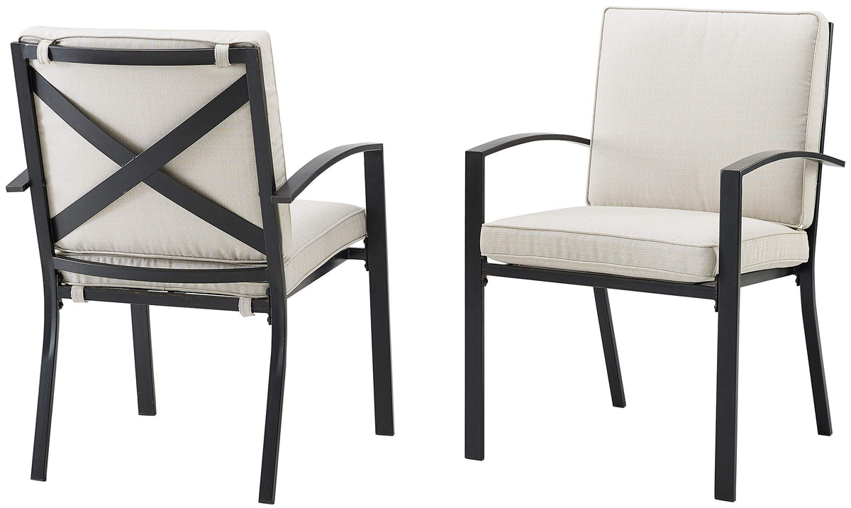 Crosley Furniture Kaplan 2-Piece Outdoor Chair Set, Dining Patio Chairs for Deck, Backyard, Oiled Bronze with Oatmeal Cushions