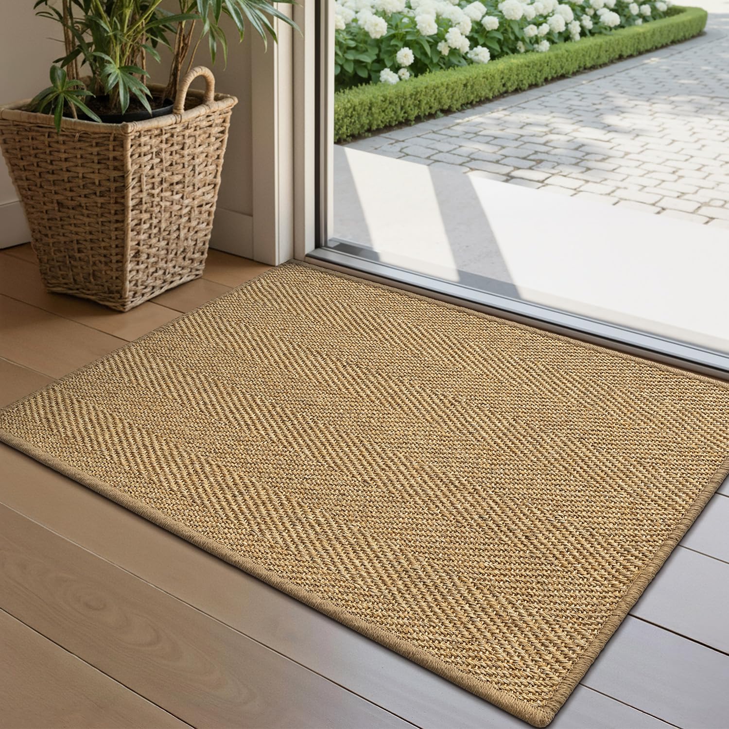 LUMI Handwoven Sisal Door Mat, Non-Slip Durable Entryway Mat, Welcome Front Doormat, Solid Floor Mats for Entrance, 20x32, Herri