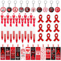 Yaomiao 180 Pcs/ 30 Sets Red Ribbon Awareness Gift Accessory Include 30 No Drugs Awareness Pen 60 Red Ribbon Week Bookmark 30 Dr