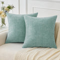Miulee Pack Of 2 Couch Throw Pillow Covers 20X20 Inch Soft Aqua Green Chenille Pillow Covers For Sofa Living Room Solid Dyed Pil