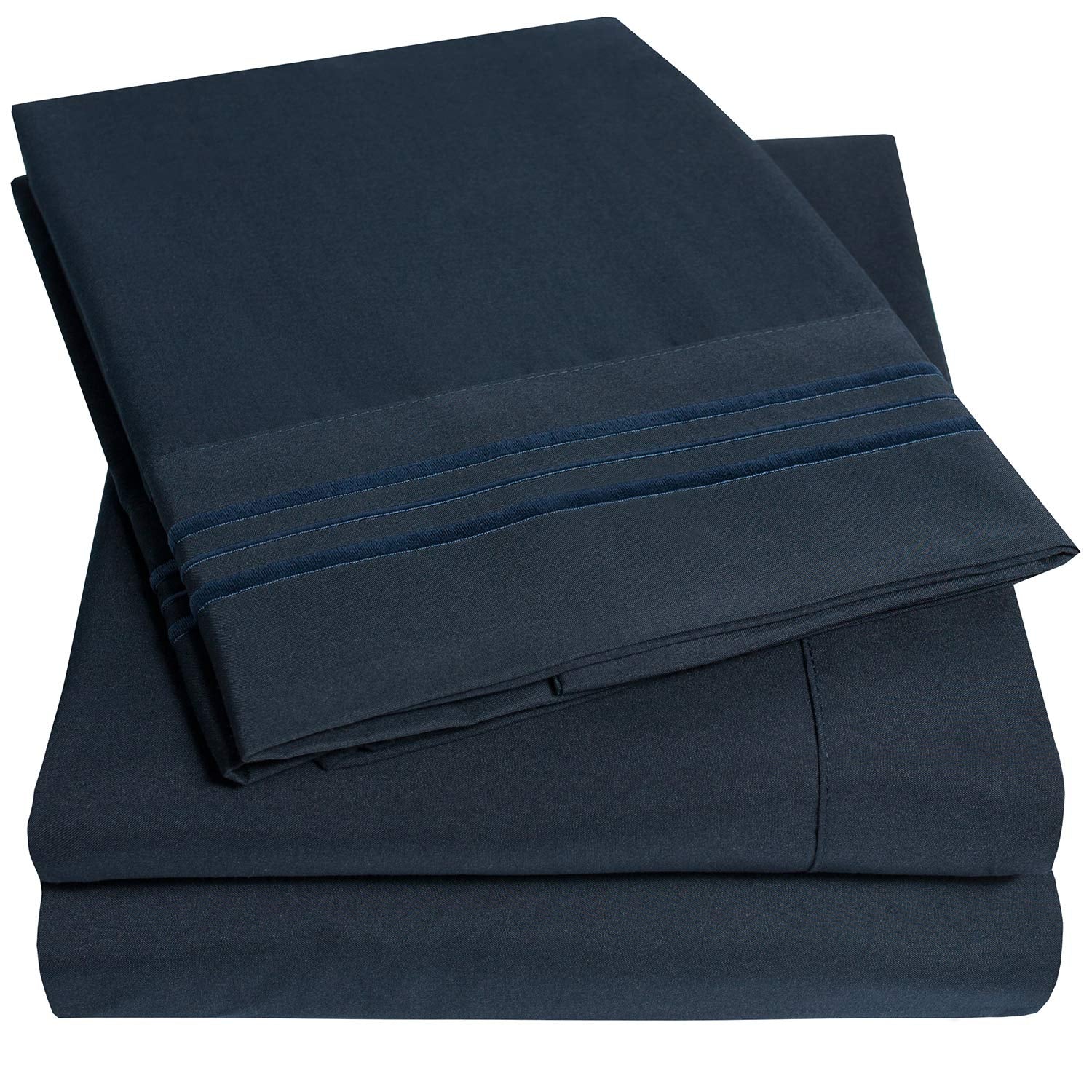 1500 Supreme Collection Queen Sheet Sets Navy Blue - Luxury Hotel Bed Sheets And Pillowcase Set For Queen Mattress - Extra Soft,