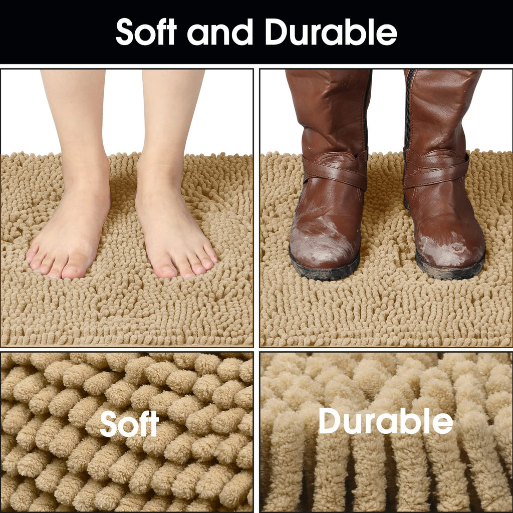 Homeideas Doormat Indoor Entrance, 60'X36', Highly Absorbent Chenille Large Muddy Dog Washable Mat, Non Slip Front Welcome Doo