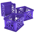 Storex Premium File Crate With Handles - Letter And Legal Document And Folder Storage, Classroom Purple 3-Pack (61464C03C)