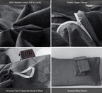 Moomee Bedding Duvet Cover Set 100% Washed Cotton Linen Like Textured Breathable Durable Soft Comfy (Dark Grey, King)