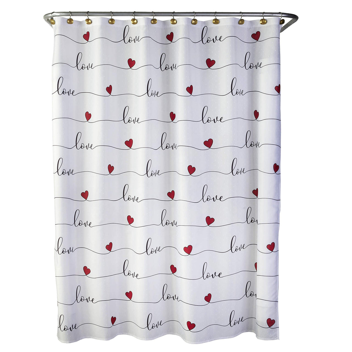 Skl Home By Saturday Knight Ltd. Valentine'S Day Love Script Shower Curtain, Multicolored, 70X72