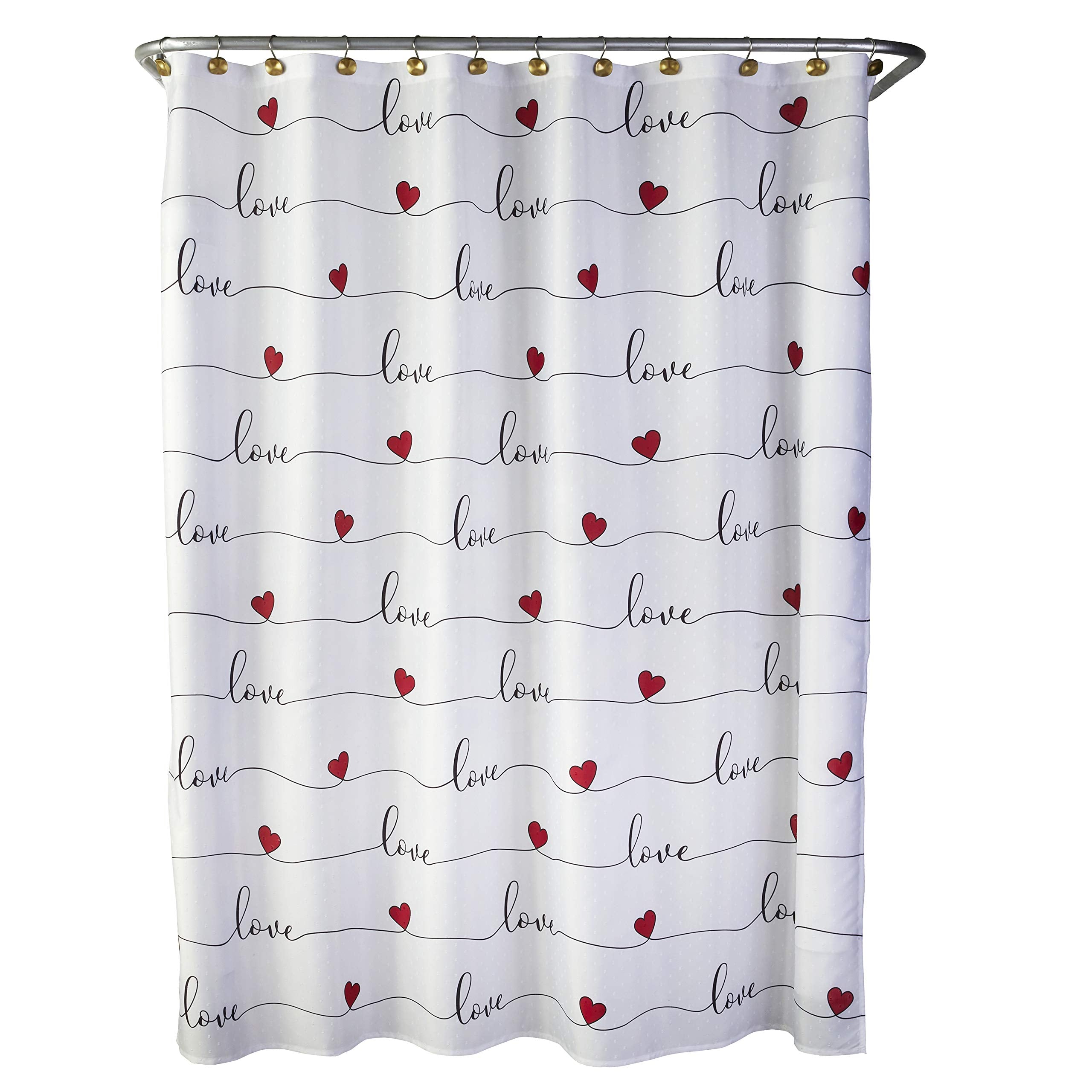 Skl Home By Saturday Knight Ltd. Valentine'S Day Love Script Shower Curtain, Multicolored, 70X72