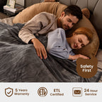 Bearhug Electric Blanket Queen Size 84' X 90', Dual Controllers Grey Heated Blanket, Velvet & Sherpa, 10-Heating Level & 1-12H