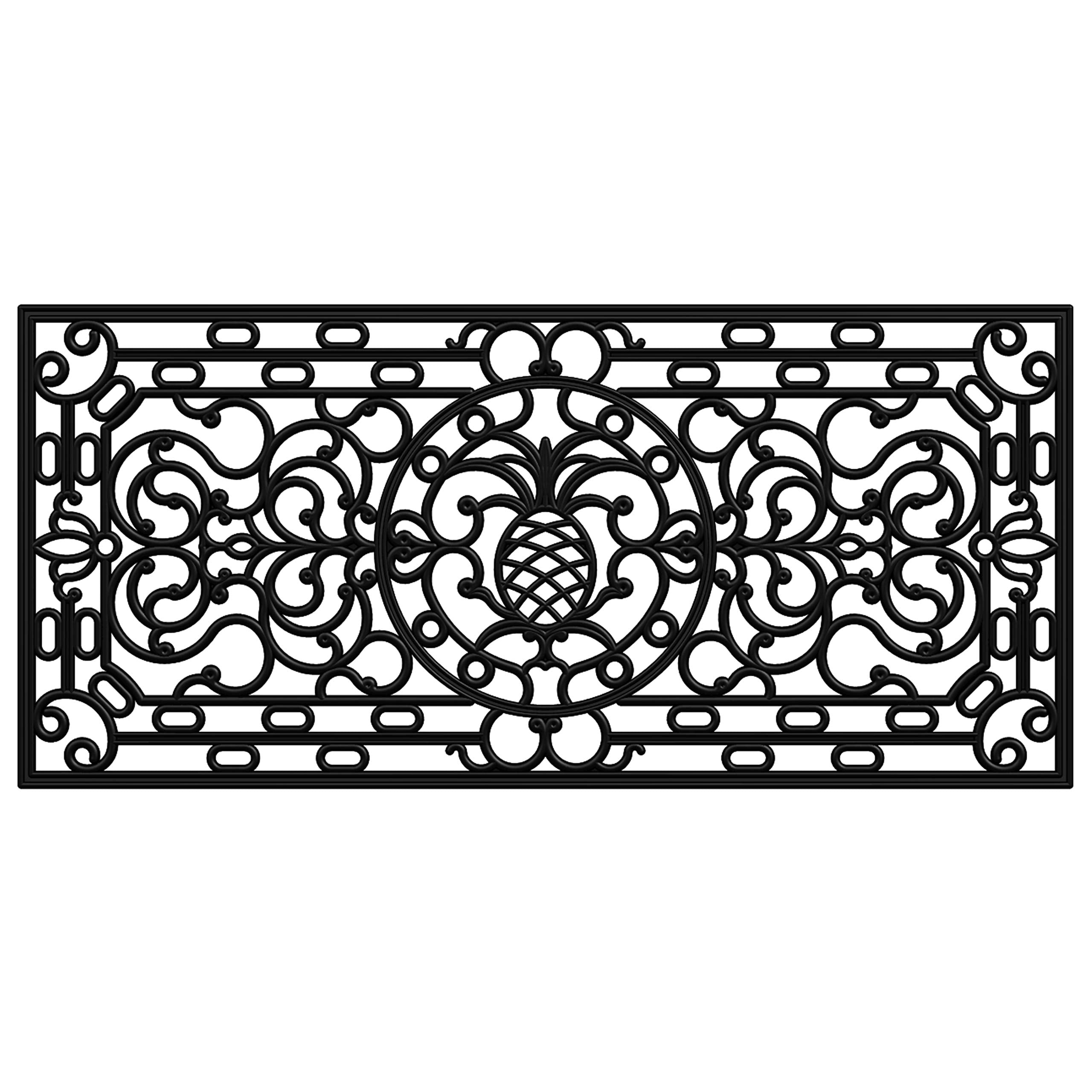 Calloway Mills 900082248 Pineapple Heritage Rubber Doormat, 2' X 4', Black