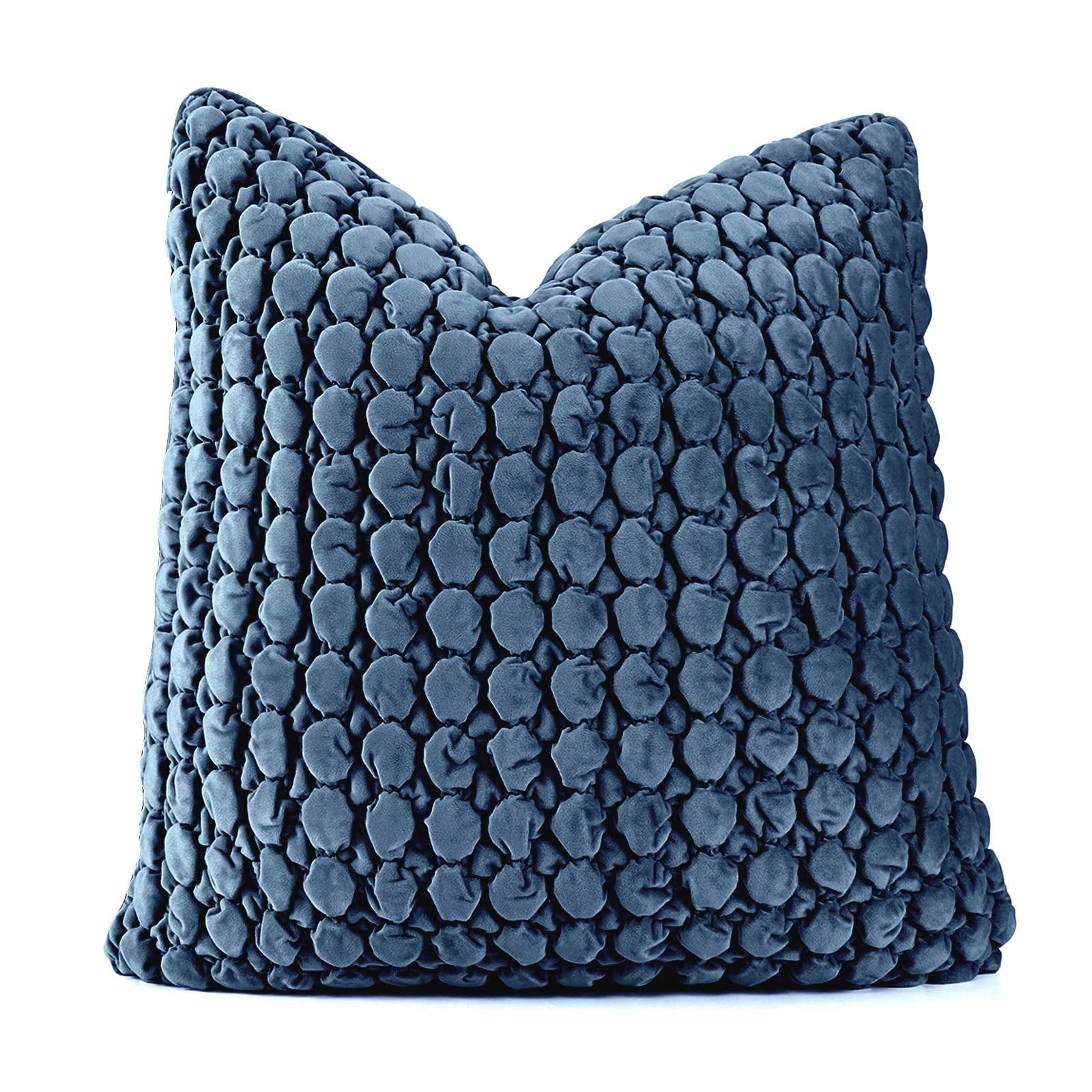 Cocoploceus 1 Piece Euro Sham Blue Pillow Covers 24X24 Decorative Farmhouse Pillow Covers Velvet Square Cushion Covers Soft Bubb