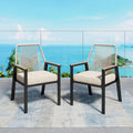 SUNSHINE VALLEY Patio Dining Chairs Set of 2, All-Weather Woven Rattan Outdoor Chairs with Waterproof Cushion and Wrought Iron F