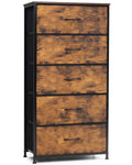 Crestlive Products Vertical Dresser Storage Tower - Sturdy Steel Frame, Wood Top, Easy Pull Fabric Bins - Wide Organizer Unit fo