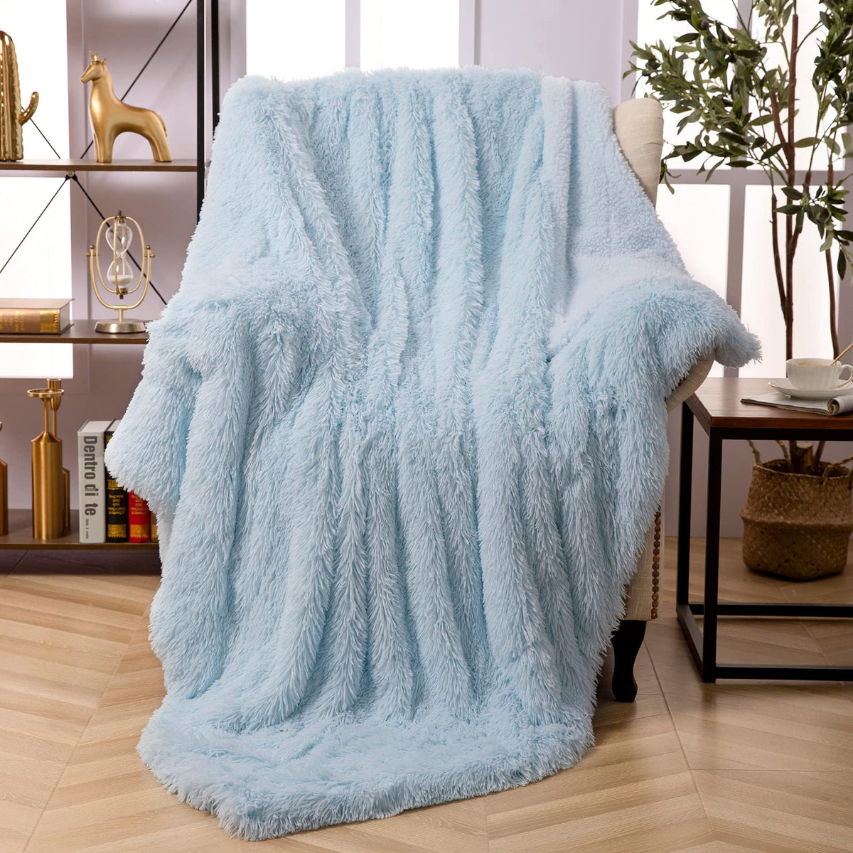 Faux Fur Throw Blanket, Super Soft Lightweight Shaggy Fuzzy Blanket Warm Cozy Plush Fluffy Decorative Blanket For Couch,Bed, Cha