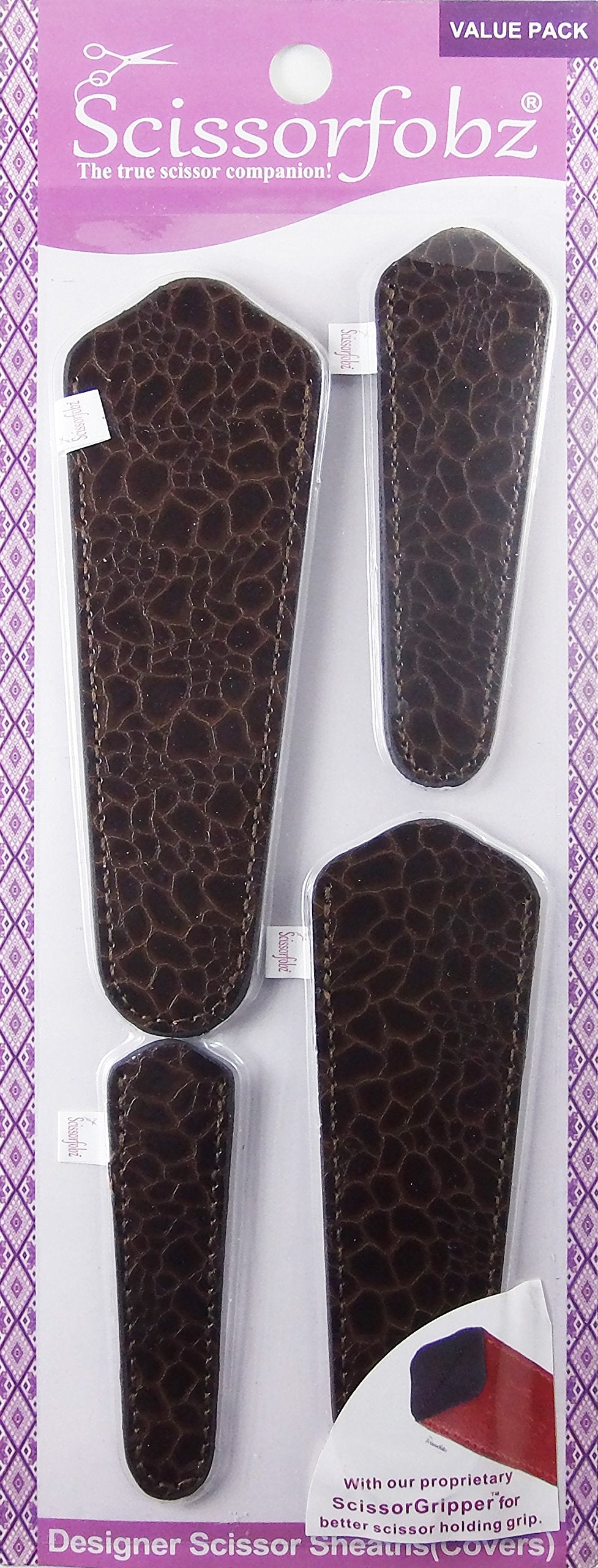Scissors By Scissorfobz With Scissorgripper -Value Pack-4 Sizes- Designer Scissor Sheaths Covers Holders For Embroidery Sewing Q