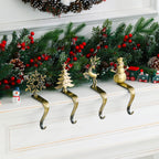 Night-Gring Christmas Stocking Holder - Set Of 4 Stocking Hangers Snowman Santa Snowflakes Christmas Tree Deer Christmas Stockin