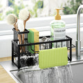 HapiRm Sponge Holder for Kitchen Sink - Self-draining Sink Caddy with Brush and Dishcloth Holders with Sloping Drainage - Black