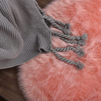 Orinova Pink Plush Round Rugs 6Ft Large Washable Faux Fur Area Rugs For Living Room Boho Circle Fluffy Sheepskin Fur Rug For Nur