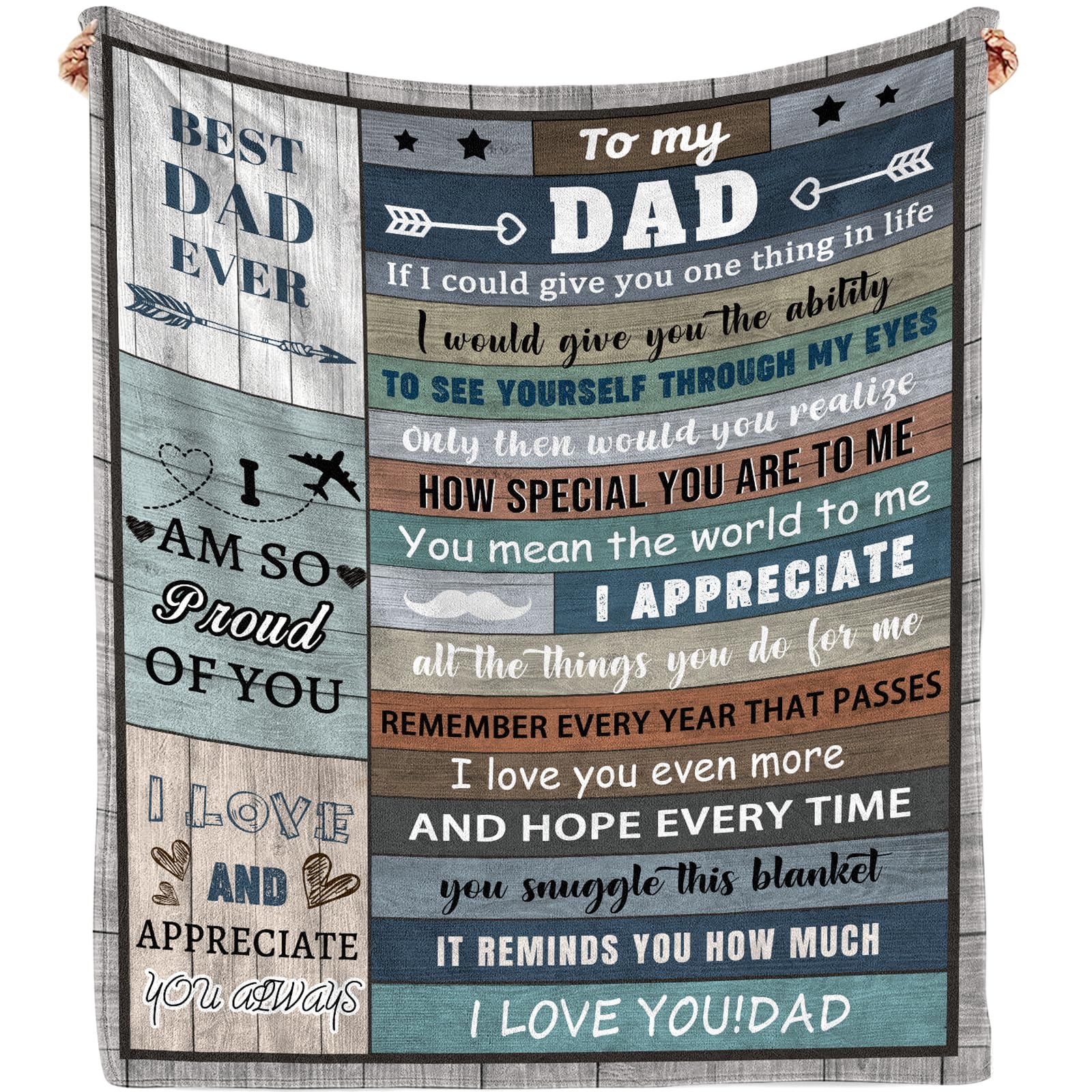 Blanket Gifts For Dad, Fathers Day Dad Gifts From Daughter Son, Cool Birthday For Dad, To My Best Dad Ever Throw Blanket Soft Fl