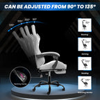 Yssoa White Gaming Chair With Footrest, Big And Tall Gamer Chair, Racing Style Adjustable Swivel Office Chair, Ergonomic Video Game Chairs With Headrest And Lumbar Support