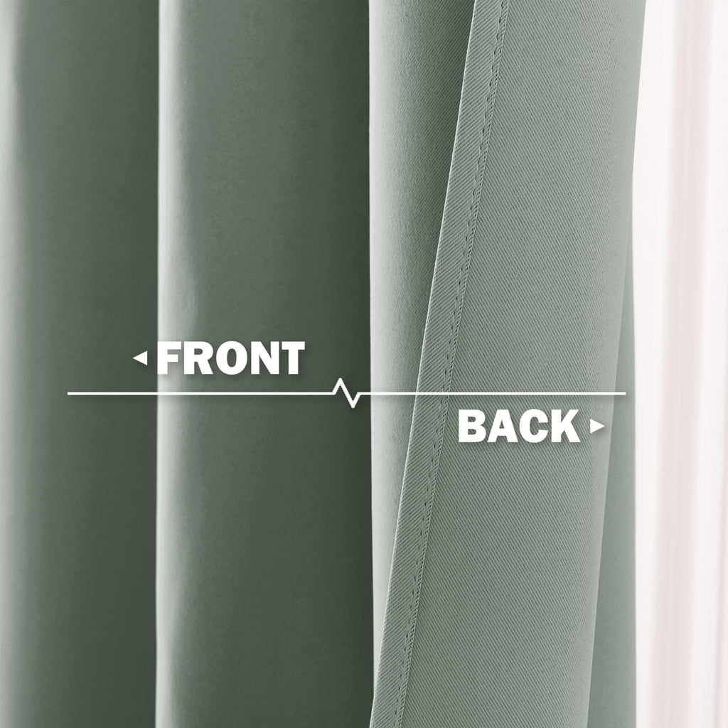 Nicetown Children Nursery Short Curtain Panels 30 Inch Long, Room Darkening Window Covering For Bedroom Energy Saving Thermal Insulated Grommet Top, W34 By L30 Inch, Sage Green, 2 Pieces