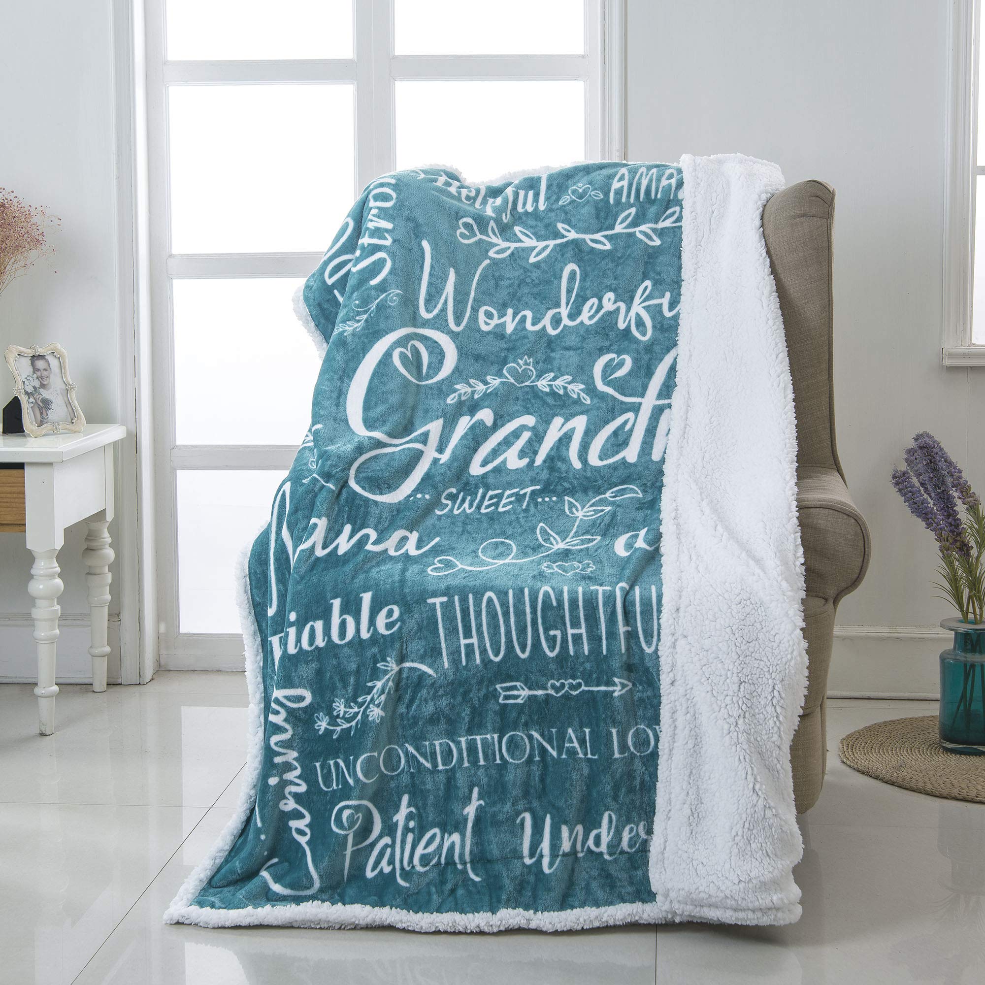 Piwaka Flannel Blanket For Grandma - Purple, Teal, Blue, Red Throw - Personalised Gifts For Grandma - Machine Washable Soft, Cos