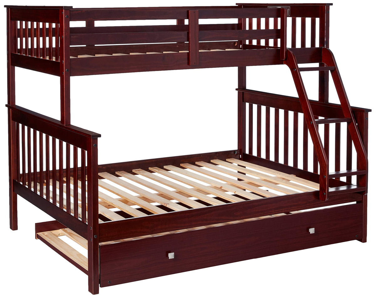 Donco Kids Twin Over Full Dark Cappuccino Mission Bunk Bed With Twin Trundle In Cappuccino Finish