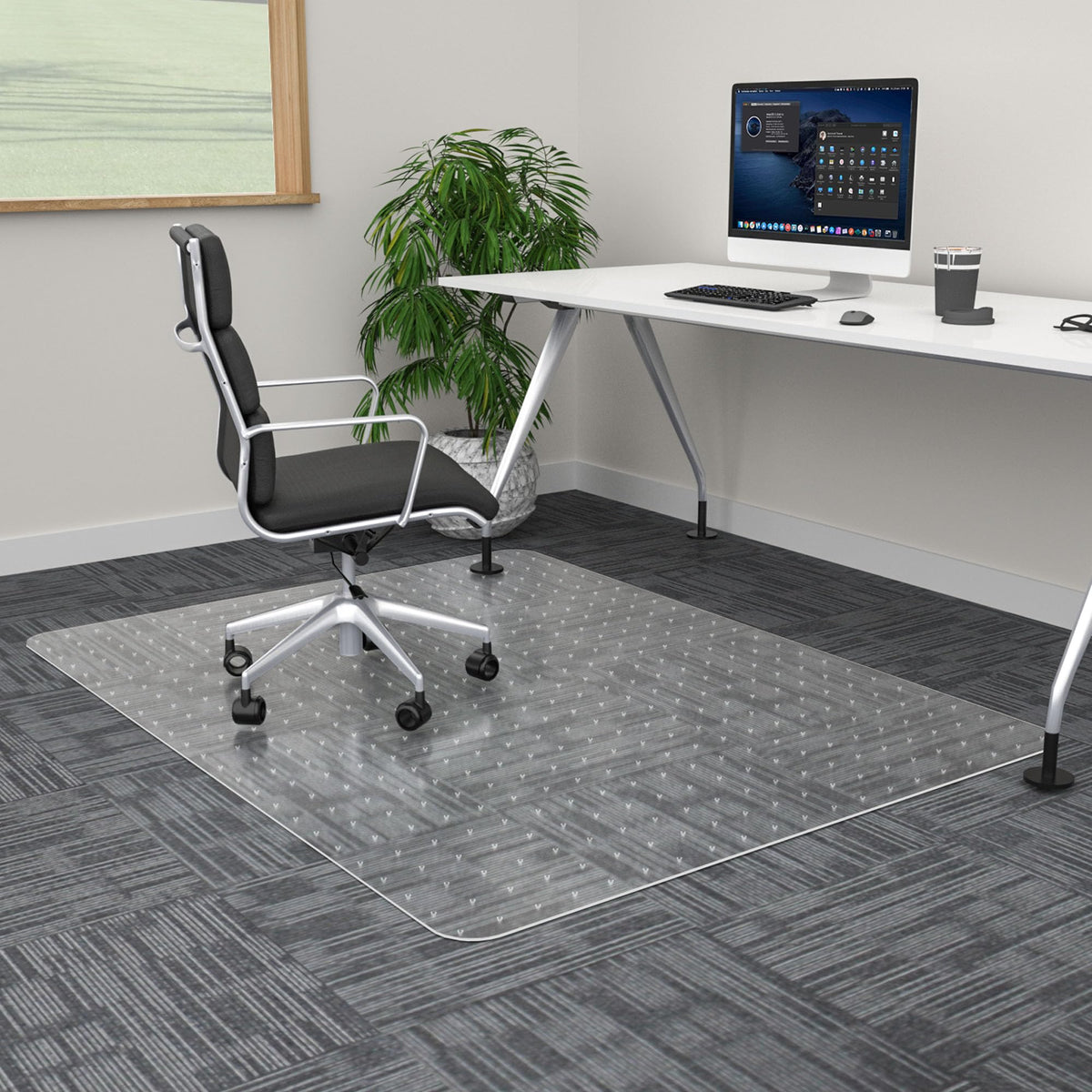100Pointone Extra Large Office Chair Mat For Carpet, 35' X 55' Clear Desk Chair Mat For Low Pile Carpeted Floors- Easy Glide P