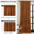 Ryb Home Velvet Curtains 96 Inch, Room Darkening Window Curtains For Living Room Thermal Insulated Privacy Backdrop With Back Tab Loop For Bedroom, Golden Oak, W52 X L96 Inch, 2 Panels