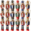 Aoriher Christmas Nutcracker Ornament Small Wooden Nutcracker Soldier Hanging Decorations Nutcracker Figure Christmas Ornament f
