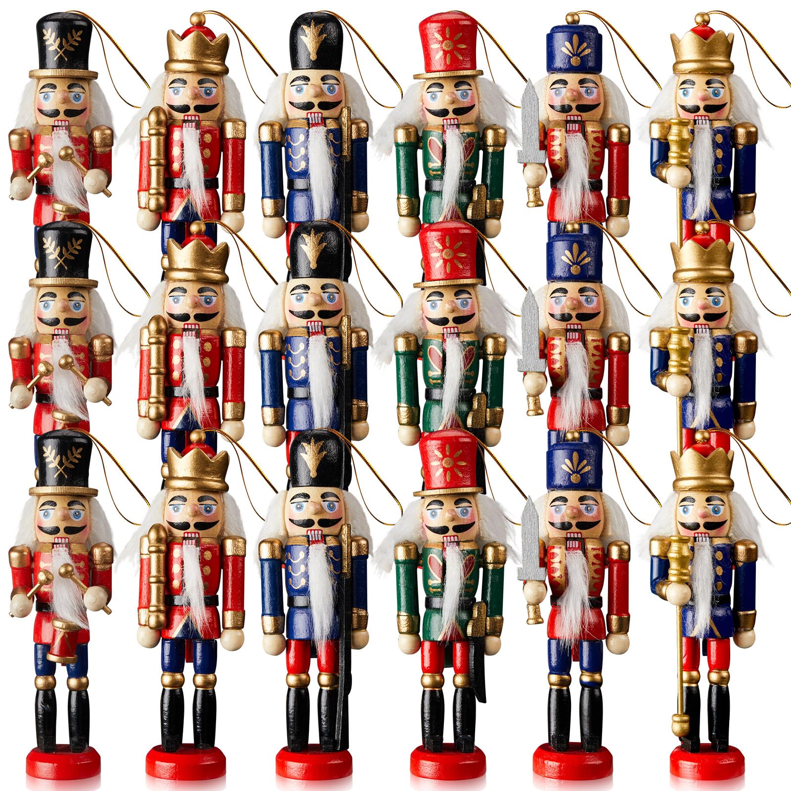 Aoriher Christmas Nutcracker Ornament Small Wooden Nutcracker Soldier Hanging Decorations Nutcracker Figure Christmas Ornament f