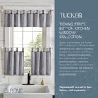 Elrene Home Fashions Tucker Ticking Stripe Tier Window Curtains For Kitchen Or Bathroom, 30' X 36', Set Of 2, Gray