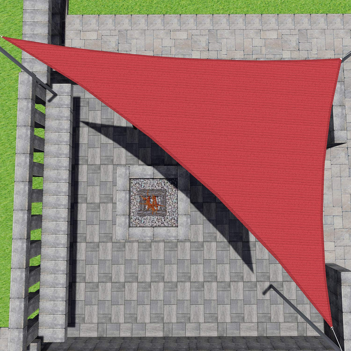 Patio Paradise 11' X 24' X 26.4' Red Sun Shade Sail Right Triangle Shade Canopy Heavy Duty Pergolas Cover Cloth, Sunlight Block