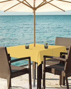 QueenKer Outdoor Tablecloth with Umbrella Hole Zipper Yellow Polyester 54 x 54 inch
