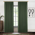 Shineland 90 Inch Blackout Curtains For Living Room 2 Panels Set,Back Tab Pleated Hook Thermal Insulated Boho Black Out Olive Cu