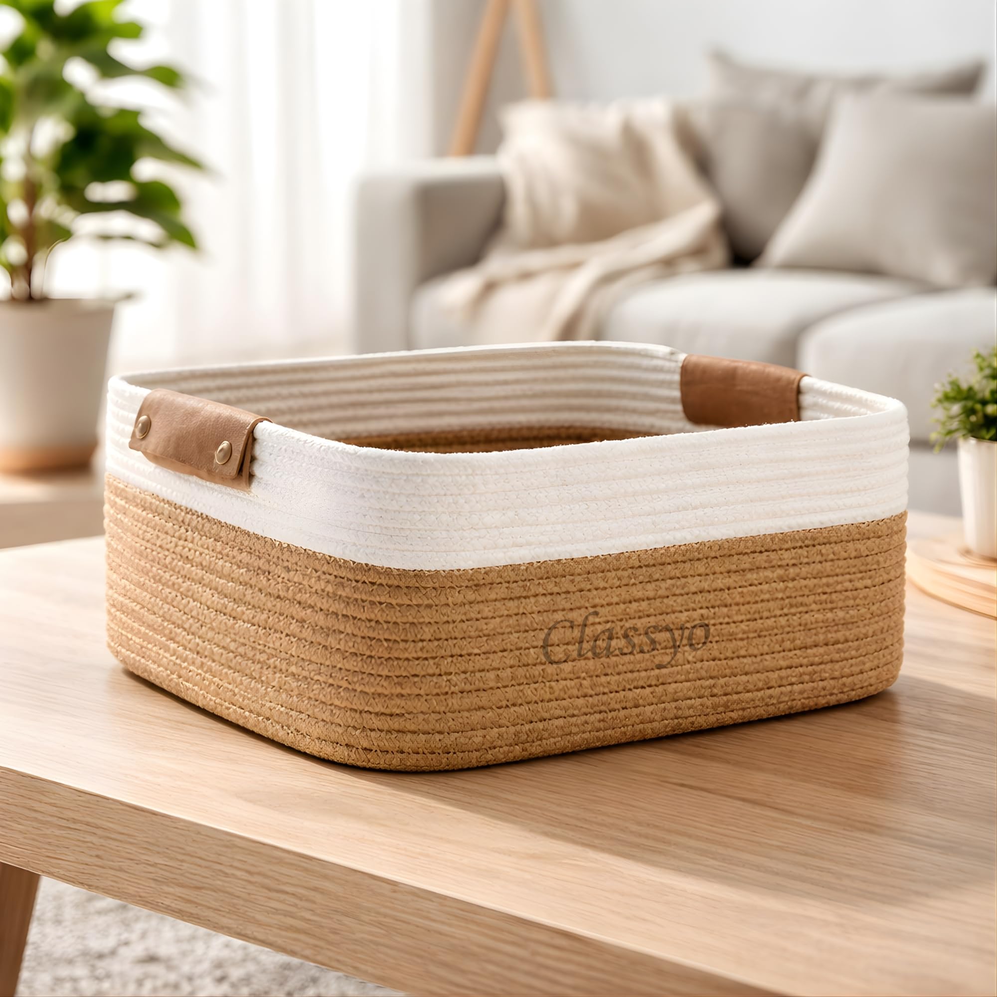 Classyo Cotton Jute Basket For Storage (12 X 8 X 5 Inch), Jute Storage Basket Ideal For Organization & Gift Hampers | Storage Bo