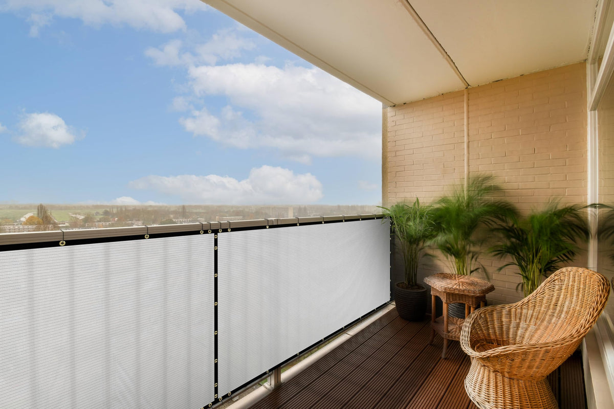 Colourtree White 3' X 22 Customized Size Balcony Privacy Screen, Apartment Porch Railing Patio Fence Windscreen Fabric Cloth - C