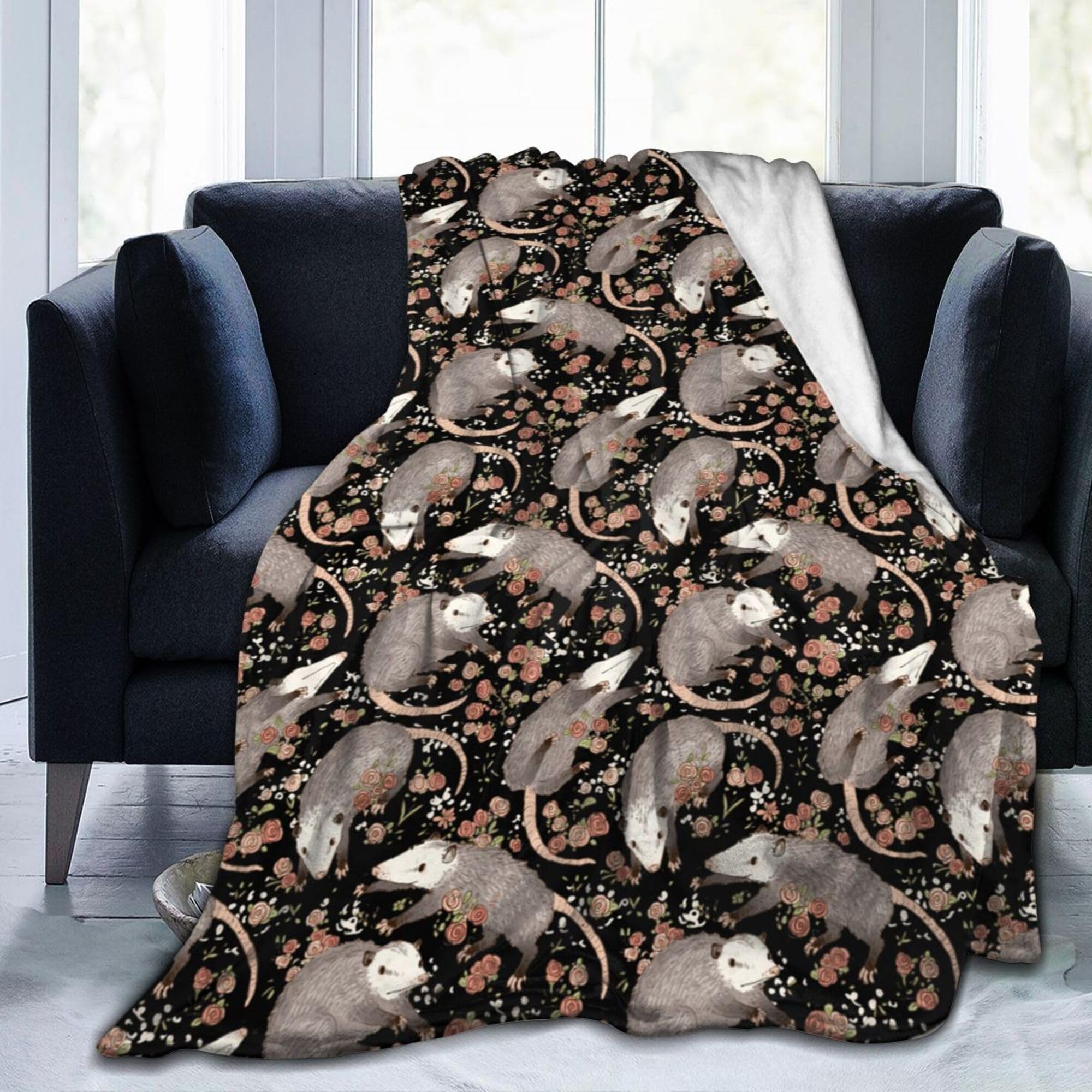 Carwayii Opossum Blanket Possums Blanket Possum Gifts Black Large Throw Blanket Soft Blanket Possum Stuffed Animal Blanket For B