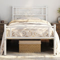 Yaheetech Twin Bed Frames Metal Platform Bed With Headboard And Footboard No Box Spring Needed Easy Assembly,Ground Clearance: 12.6''/White/Twin Bed