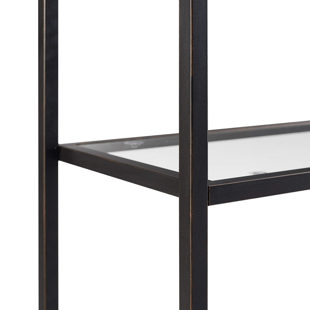 Crosley Furniture Aimee Bookshelf With Glass Shelves, Bookcase Storage, Oil-Rubbed Bronze