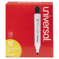 Universal 43651 Dry Erase Marker, Chisel Tip, Black, Dozen