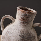 Siducal Rustic Ceramic Farmhouse Flower Vase With 2 Handles, Whitewashed Terra Cotta Vase, Decorative Pottery Flower Vase For Ho