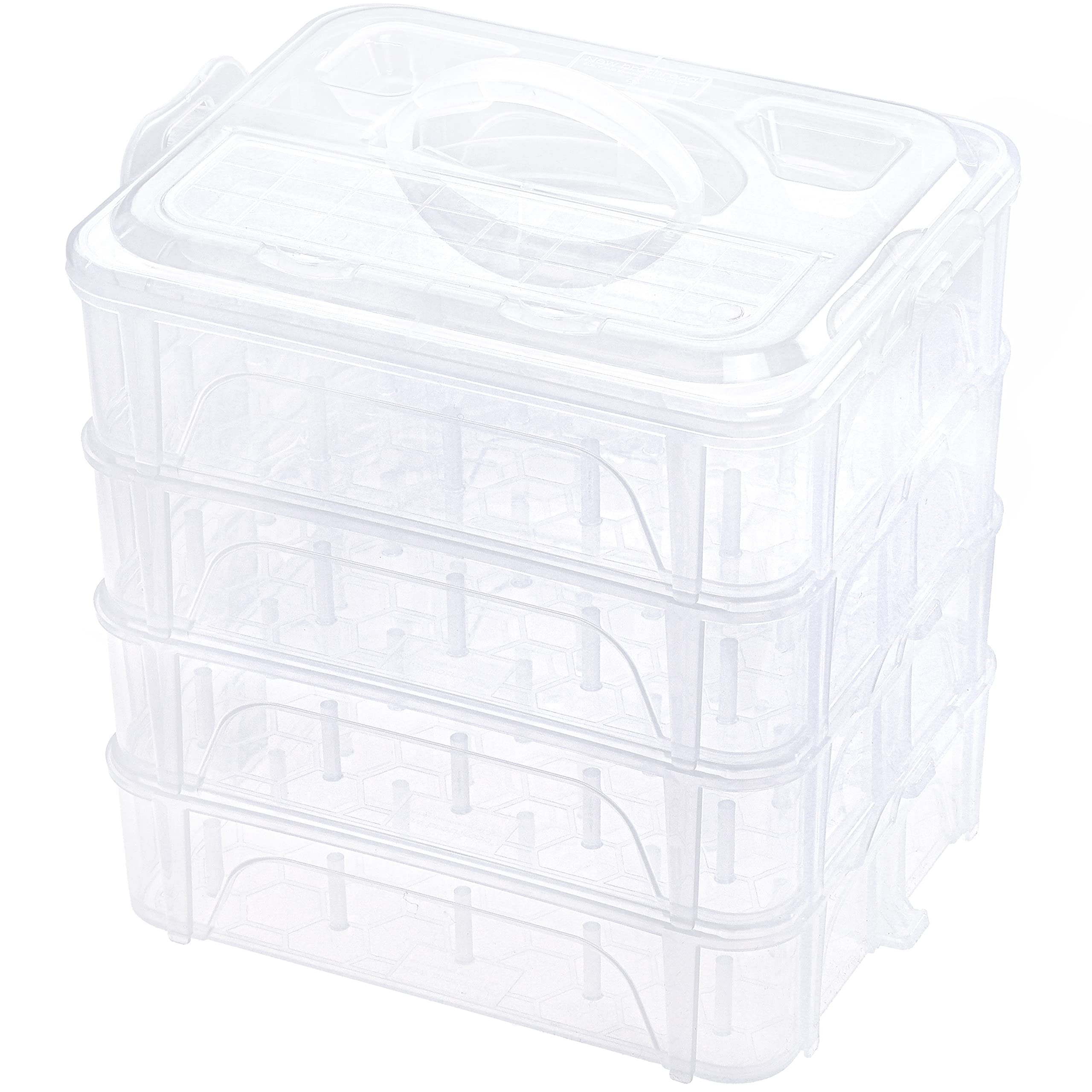 New brothread 4 Layers Stackable Clear Storage Box/Organizer for Holding 80 Spools Home Embroidery & Sewing Thread (Spool Size R