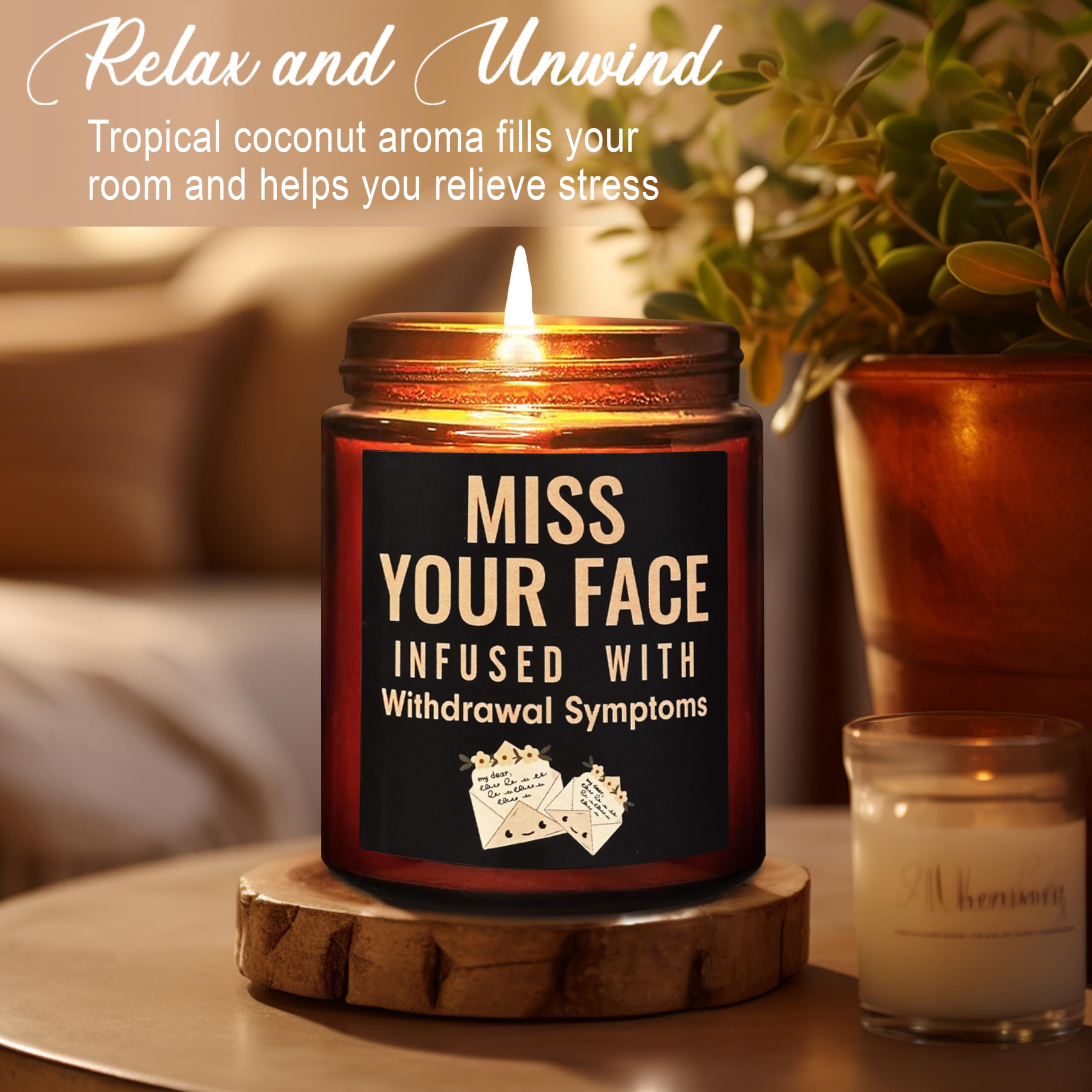 Briojoy Funny Friend Gifts For Women Men - Miss Your Face Candle For Her Him - Fun Birthday, Friendship, Relaxing Gift - Tropica