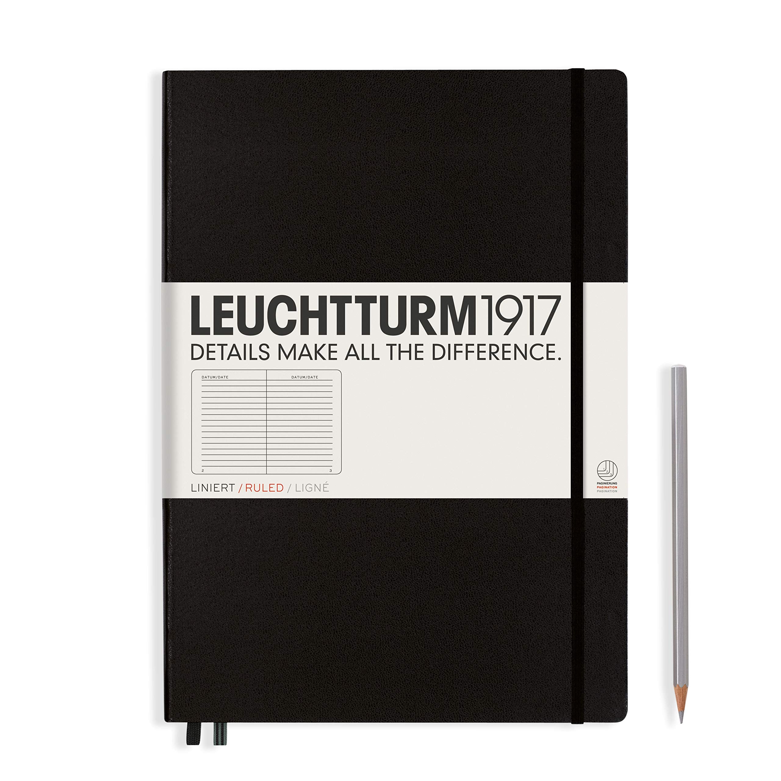 Leuchtturm1917 - Notebook Hardcover Master Classic A4+ - 235 Numbered Pages For Writing And Journaling (Black, Ruled)
