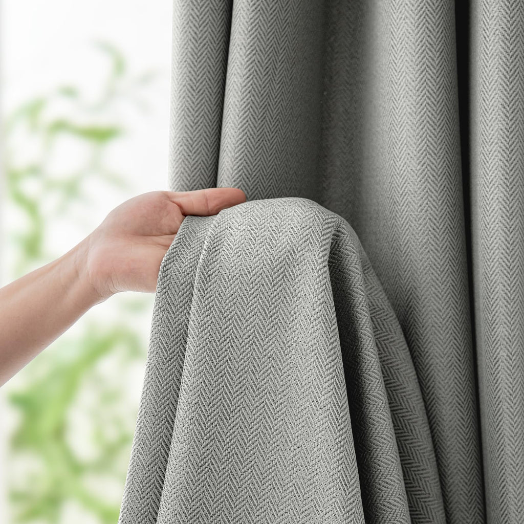 Jinchan Room Darkening Curtains For Bedroom Herringbone Curtains 96 Inch Length For Living Room, Modern Farmhouse Curtains Windo