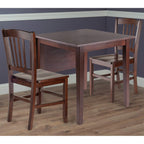 Ergode Perrone Drop Leaf Dining Table and Chairs Set - Elegant and Space-Saving, Solid Wood, Walnut Finish, Includes 2 Slat Back Chairs.