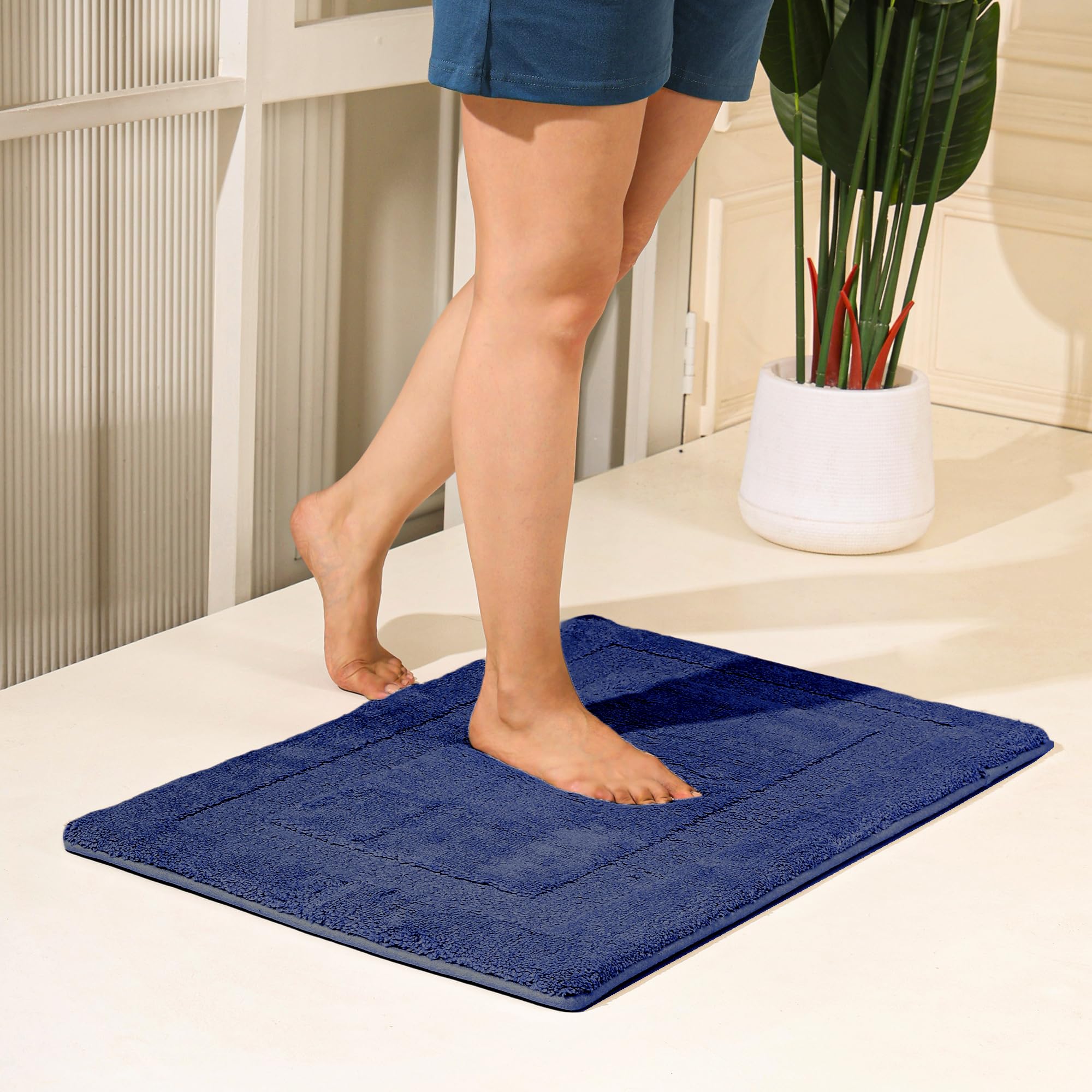 MORii (21x34 inch Thick Memory Foam Bath Rugs, Soft Absorbent Bathroom Mats,PVC Mesh and Rubber Spray on Underside for Anti Skid
