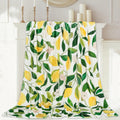 Jarthenaamcs Lemon Fuzzy Blanket 60 X 50 Inch Yellow Lemon With Green Leaves Throw Blanket Bed Blanket Soft Warm Spring Summer B