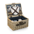 Picnic Time Catalina Picnic Basket For 2 - Wicker Picnic Basket With Picnic Set, (Dahlia Collection - Navy Blue With Beige Patte