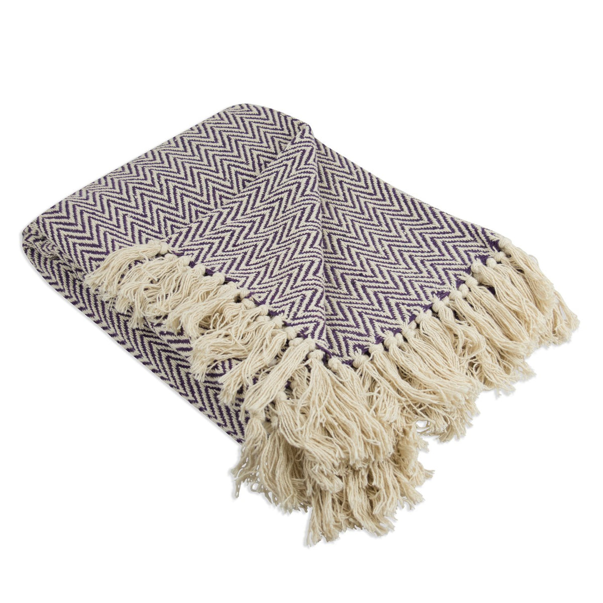 Dii Chevron Throw Collection Handloomed Cotton, 50X60, Eggplant