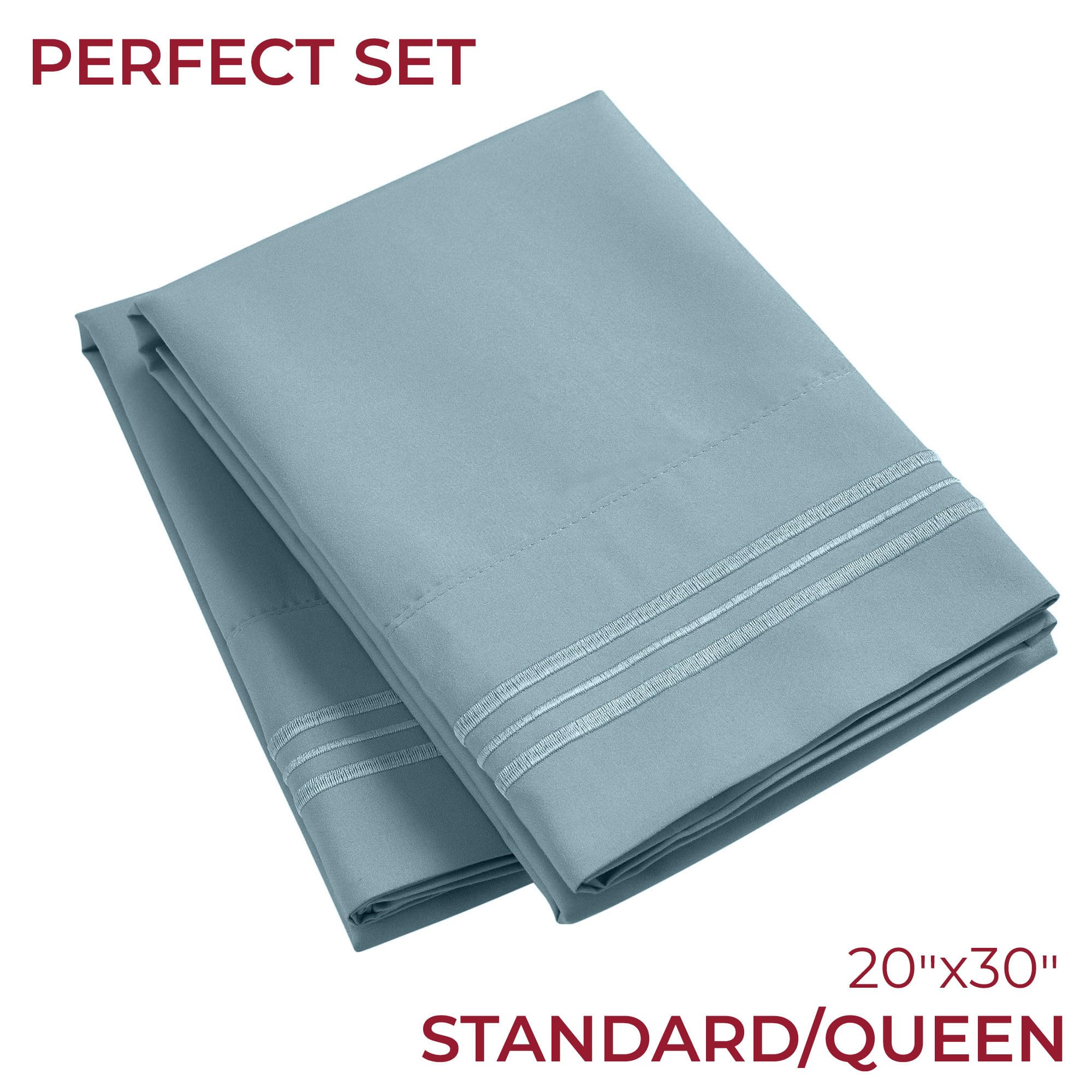 Mellanni Pillow Cases - 2 Pc Iconic Collection Pillowcases - Luxury, Extra Soft, Cooling Pillow Covers - Envelope Closure (Standard/Queen 20'X30', Spa Blue)